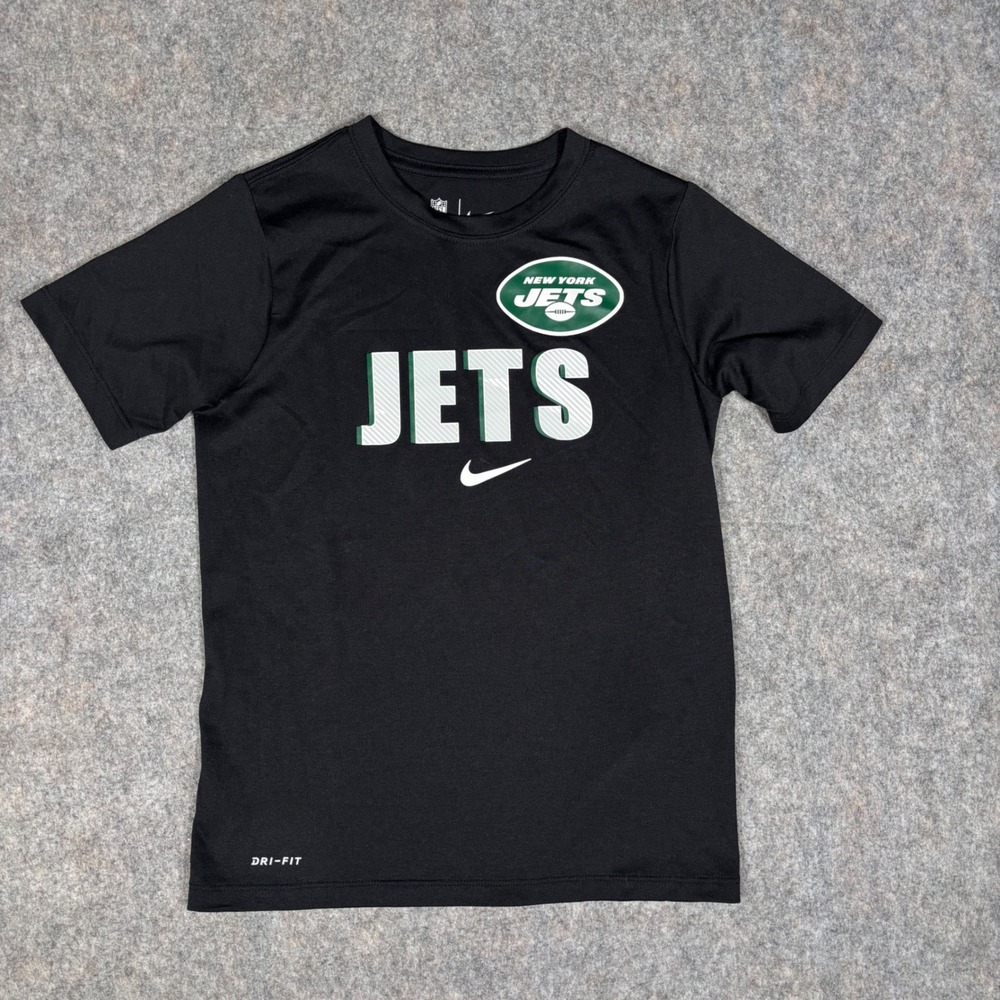 Nike New York Jets T-Shirt Youth Small Black Dri-FIT NFL Team Apparel FC44-NAW